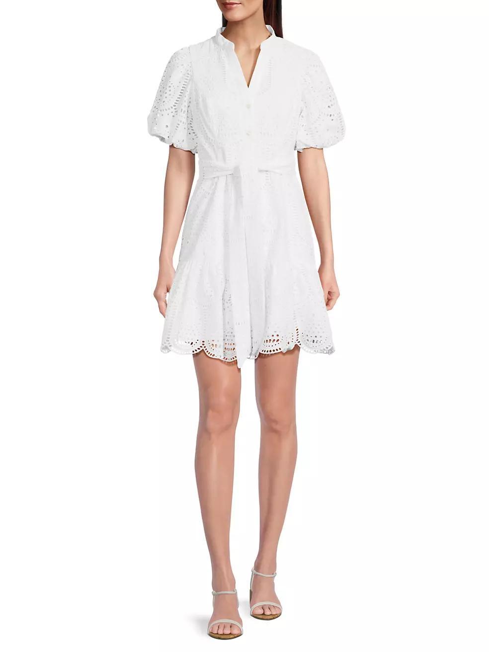 Cotton Tie-Waist Puff-Sleeve Minidress Product Image