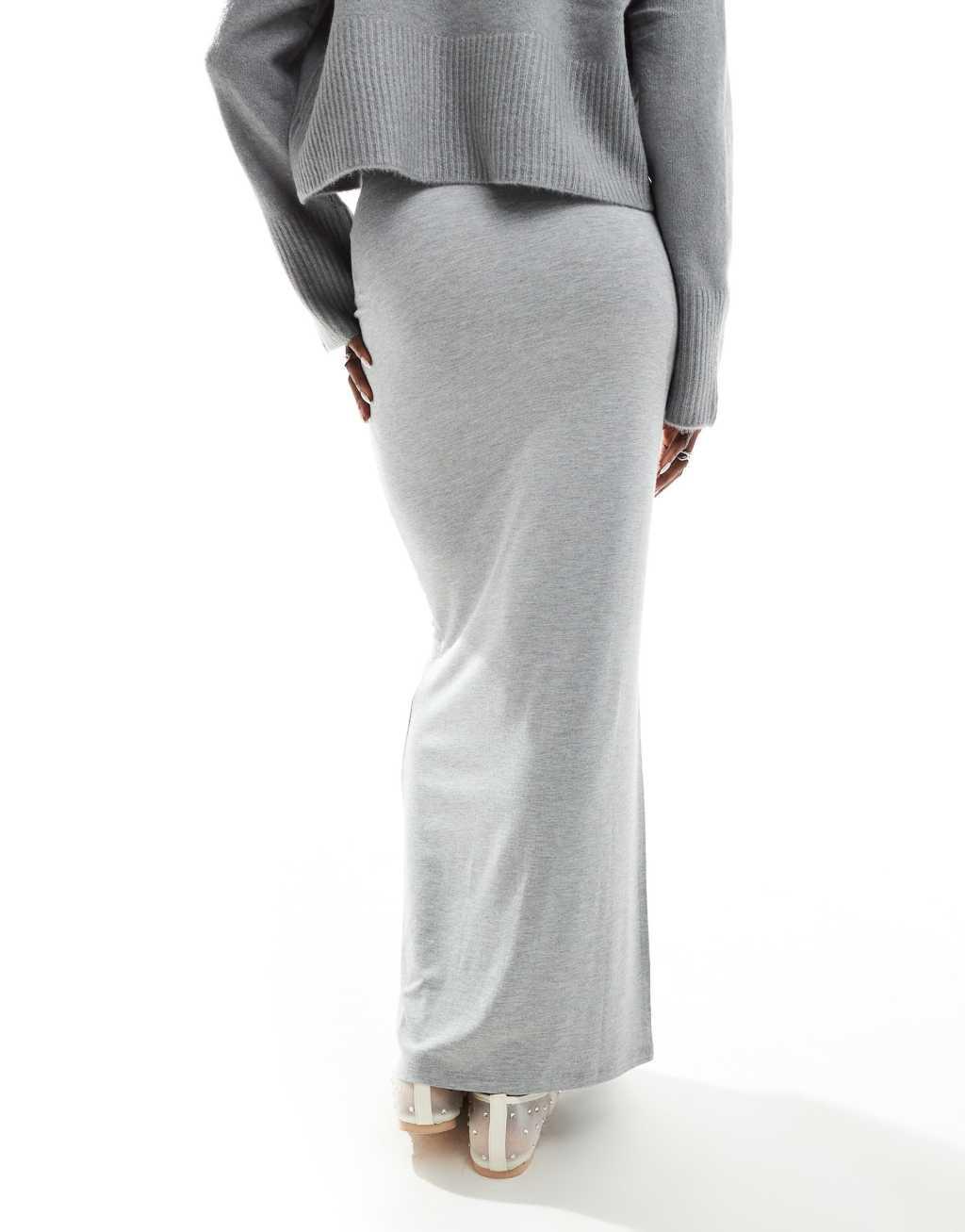 Miss Selfridge low rise maxi skirt in gray heather Product Image