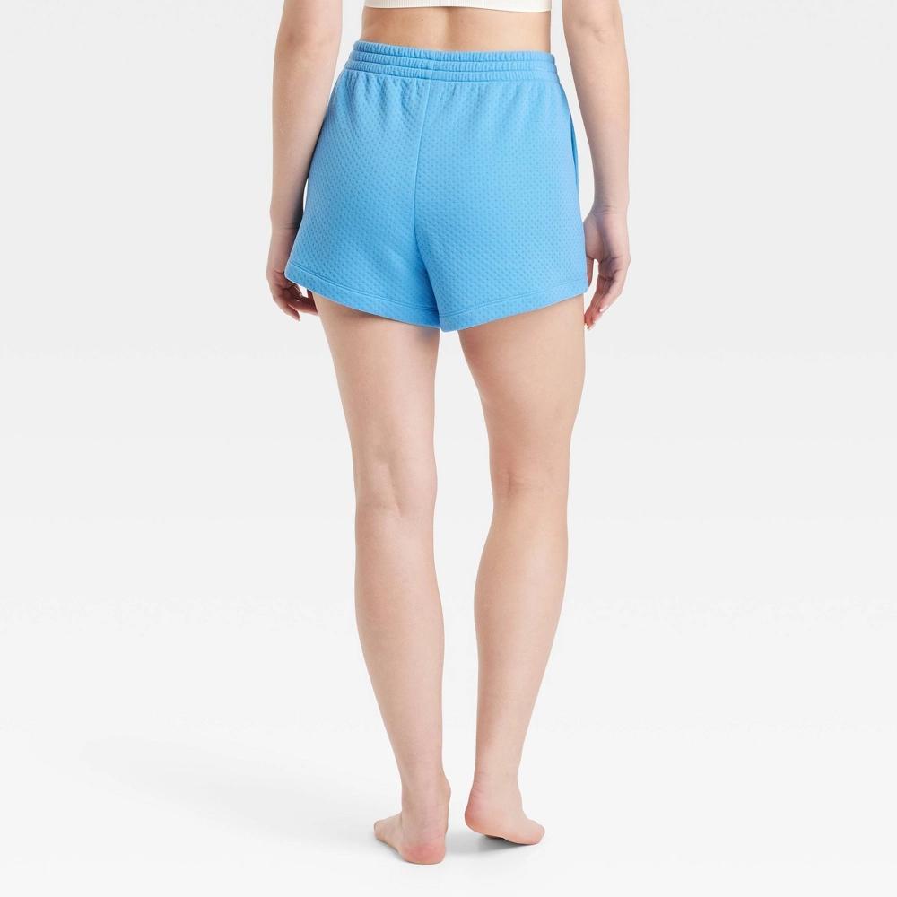Womens Pointelle Lounge Shorts - Colsie Blue M: Recycled Polyester, Rayon, Heavyweight Jacquard Knit, Mid Rise, Side Pocket Product Image