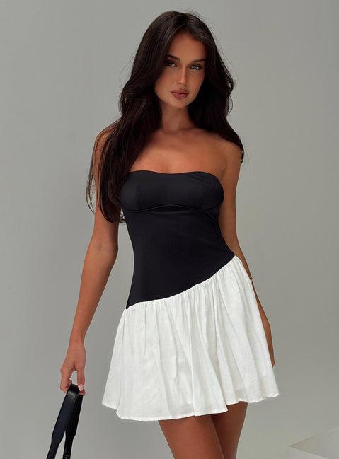 Amandla Strapless Mini Dress Black / White Product Image