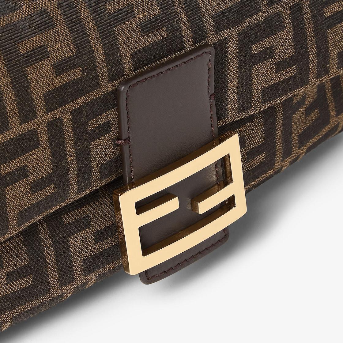 BaguetteTobacco brown FF jacquard fabric bag Product Image