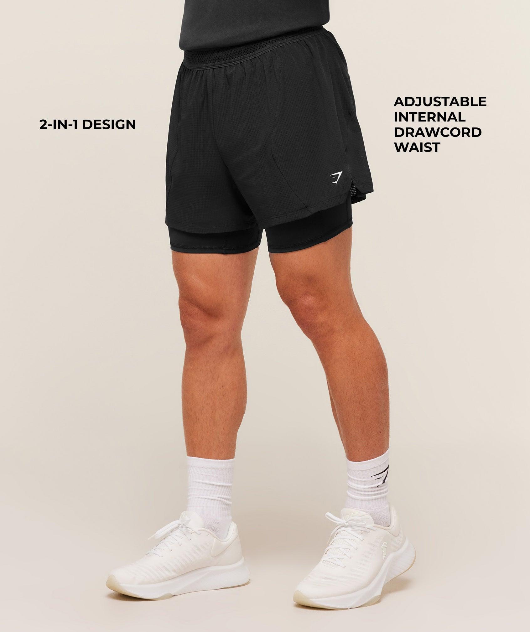 Gymshark Running 4" 2in1 Shorts - Black Male Product Image
