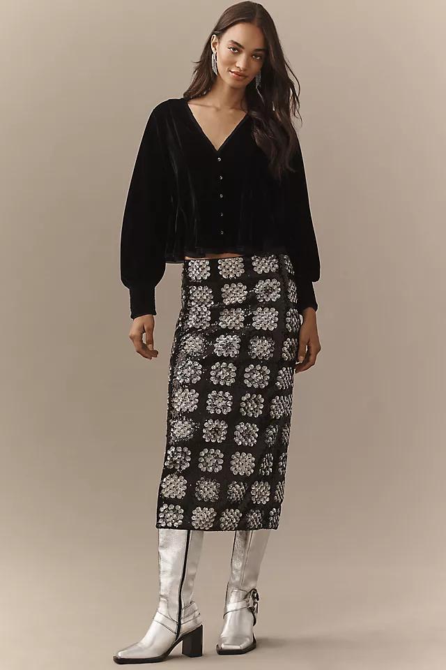 By Anthropologie Swing Velvet Peasant Top Product Image