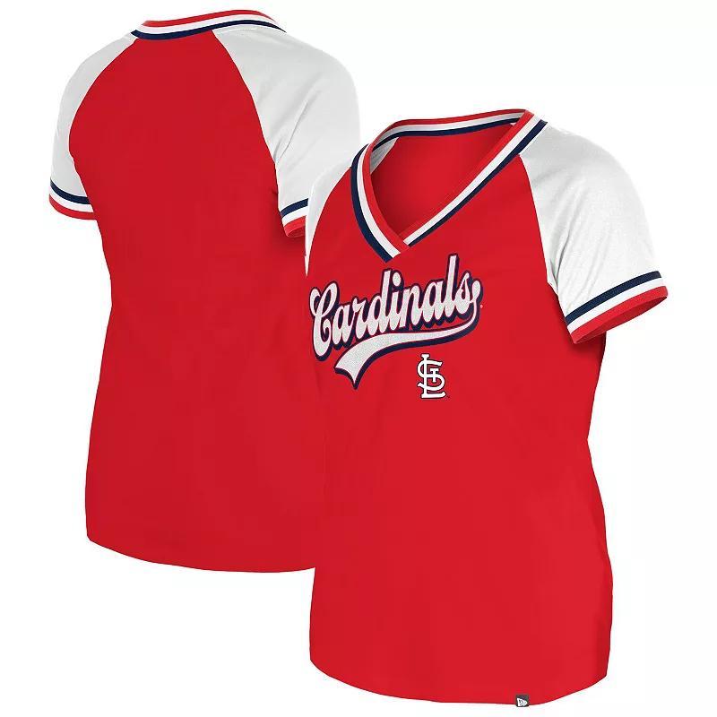 Women's New Era Red St. Louis Cardinals Gameday Raglan V-Neck T-Shirt, Size: Large Product Image