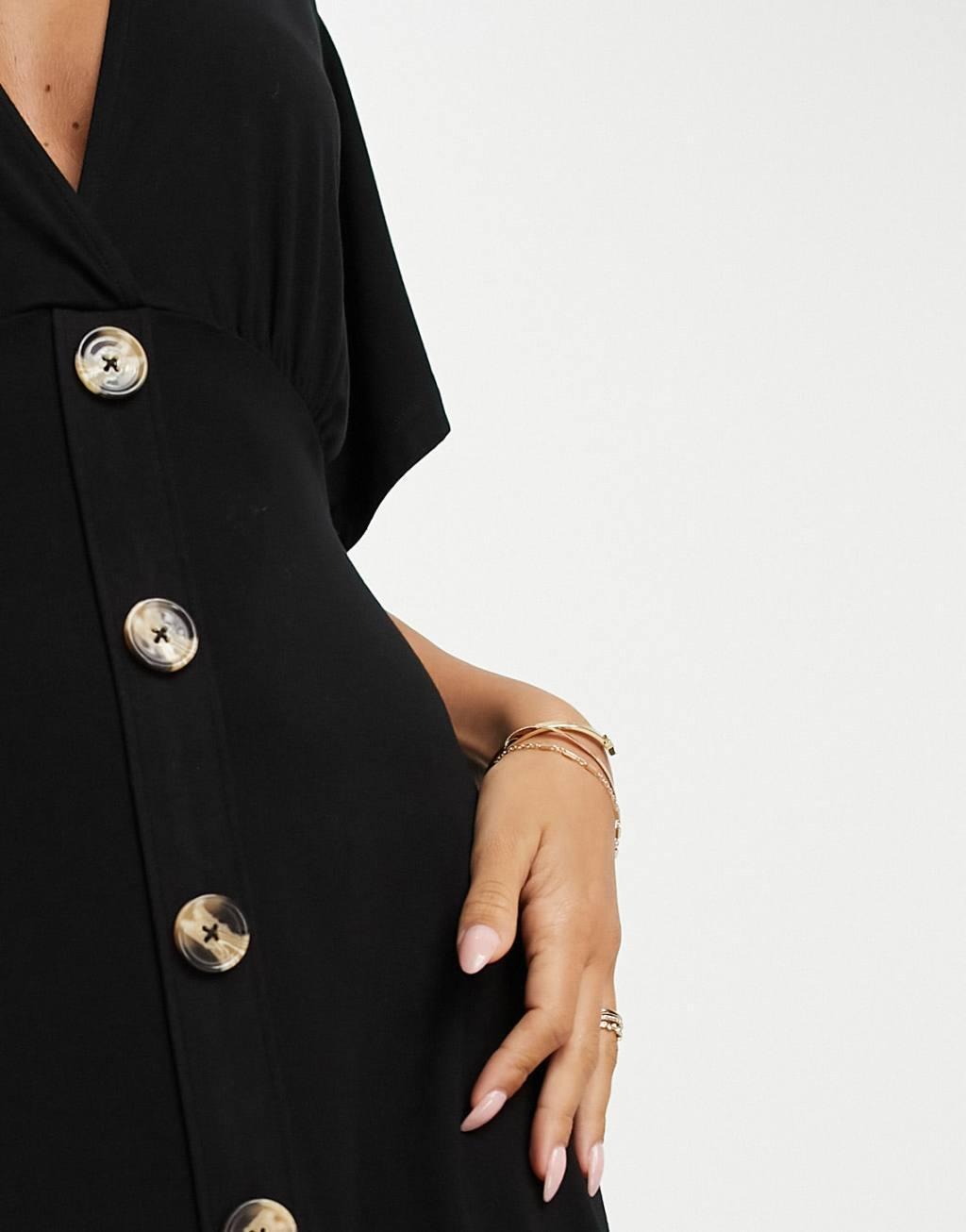 ASOS DESIGN flutter sleeve mini tea dress with buttons Product Image