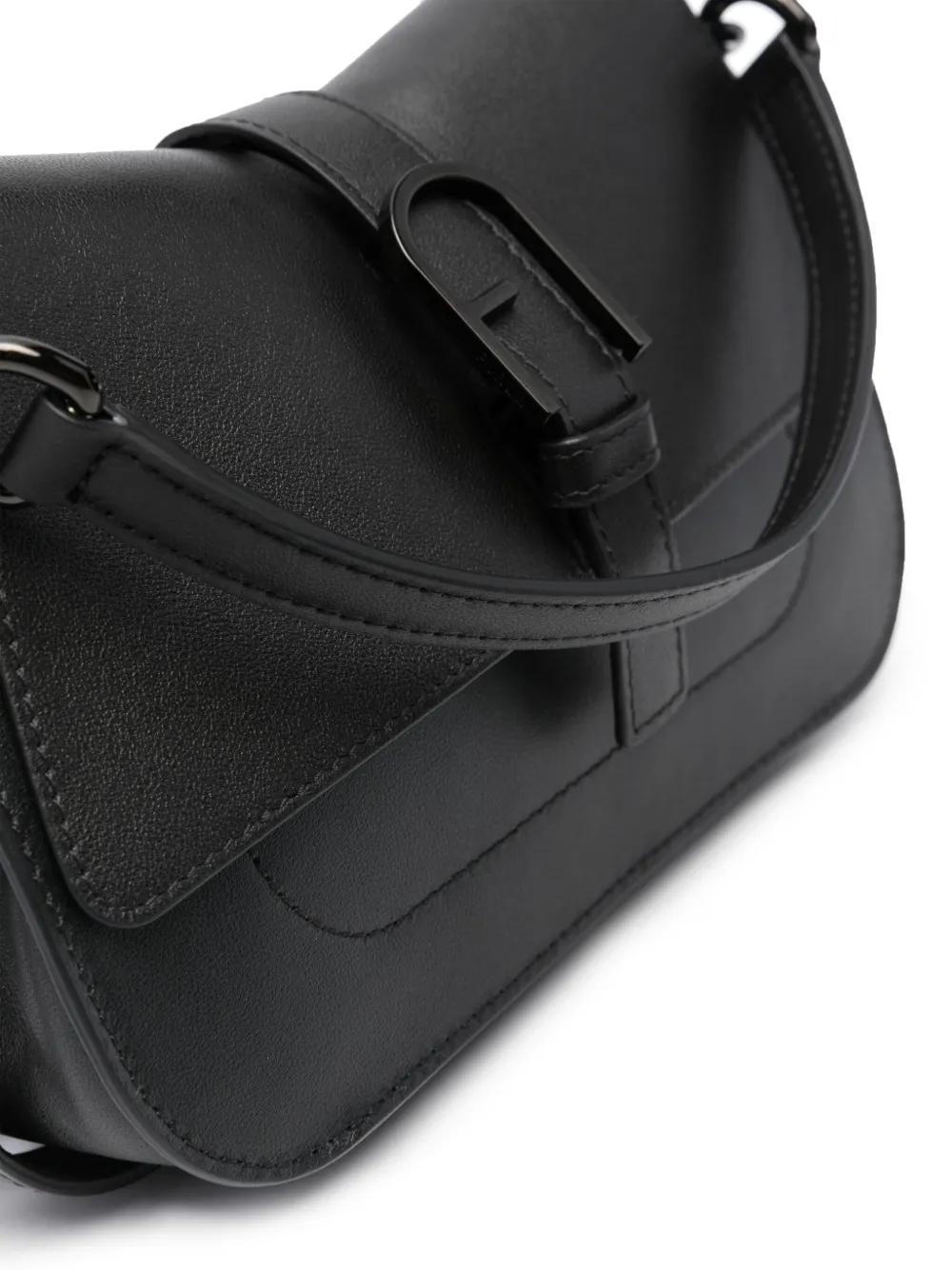 FURLA Mini Flow Leather Shoulder Bag In Black Product Image
