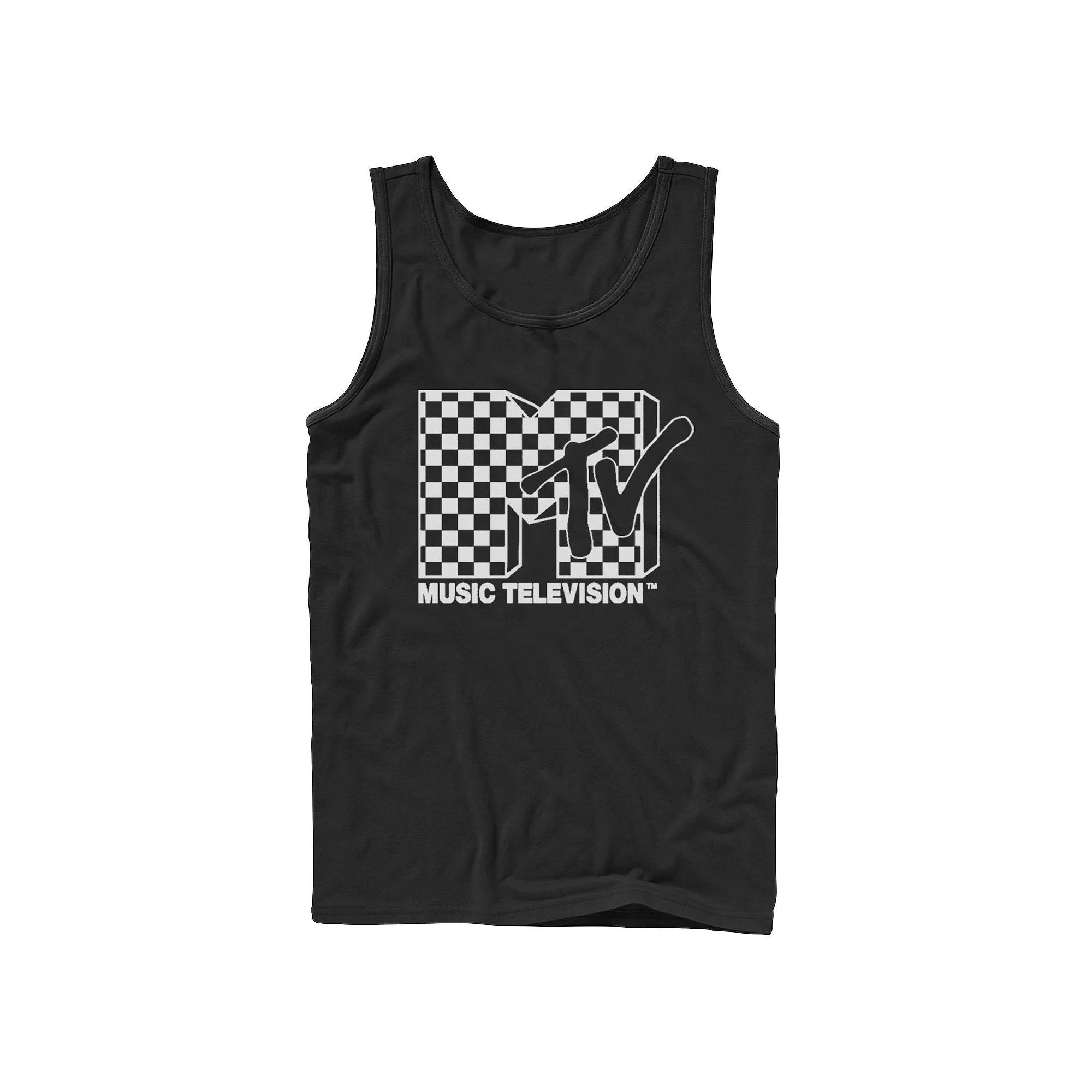 Men's MTV Checkered Logo Tank Top, Size: Large, Black Product Image