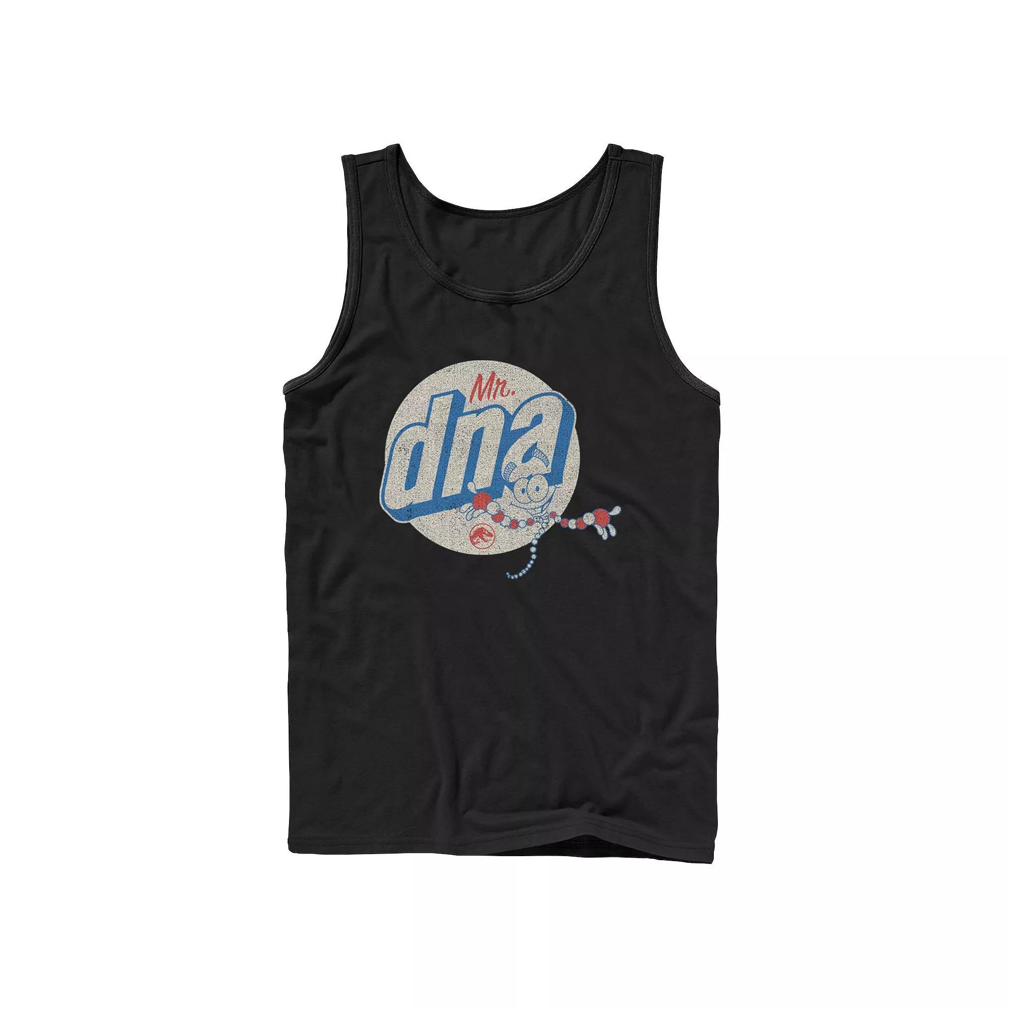 Men's Jurassic World Vintage Mr. DNA Logo Tank Top, Size: XL, Grey Product Image