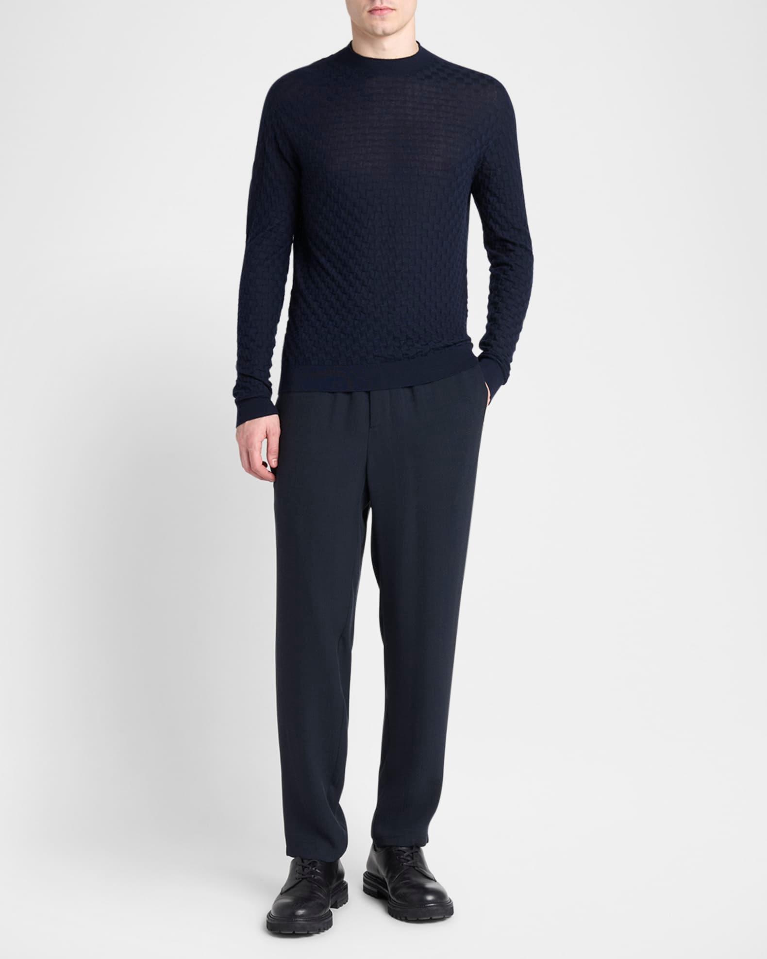 Men's Quadrant Knit Cashmere and Silk Crewneck Sweater Product Image