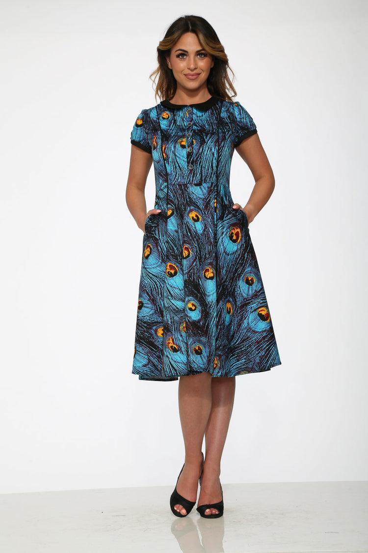 Blue Peacock Swing Dress Product Image