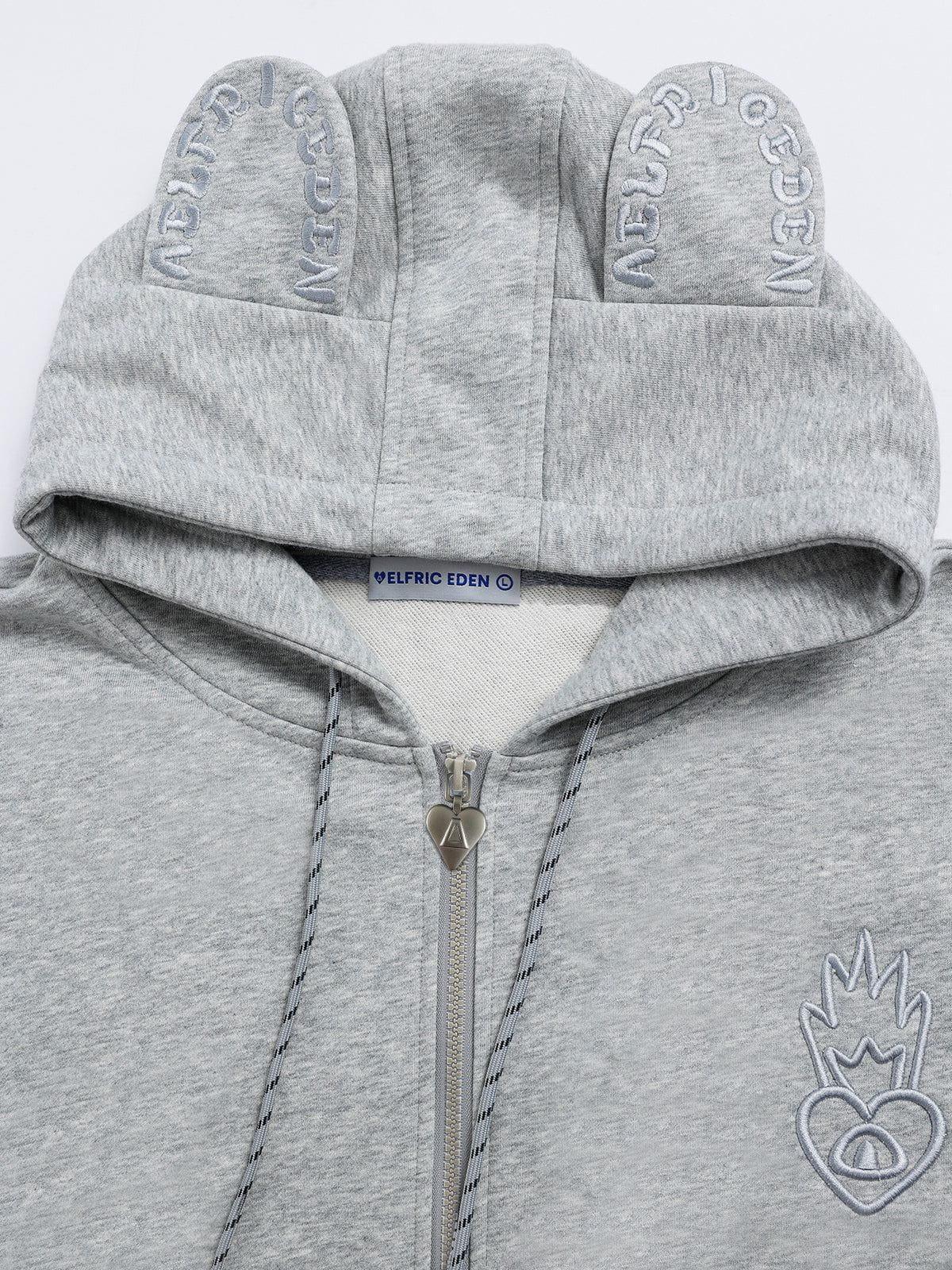 Aelfric Eden Embroidery Rabbit Ears Zip Up Hoodie Product Image