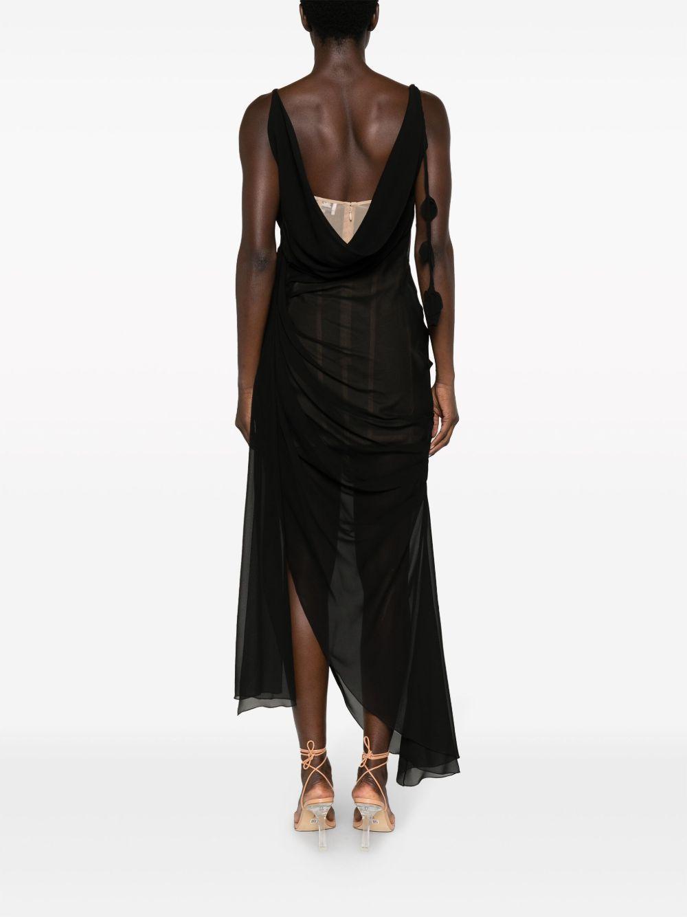 draped sheer silk dress Product Image