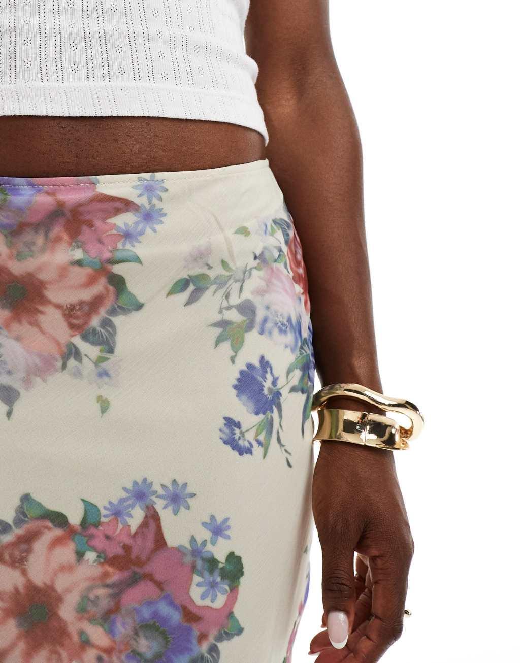 ASOS DESIGN chiffon maxi skirt print in vintage floral Product Image