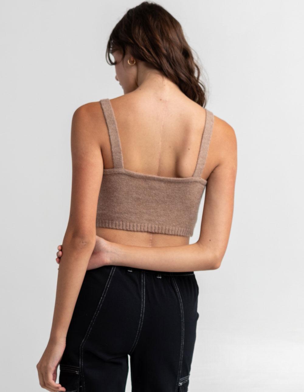 FULL TILT Womens Cable Knit Crop Cami - TAN Product Image