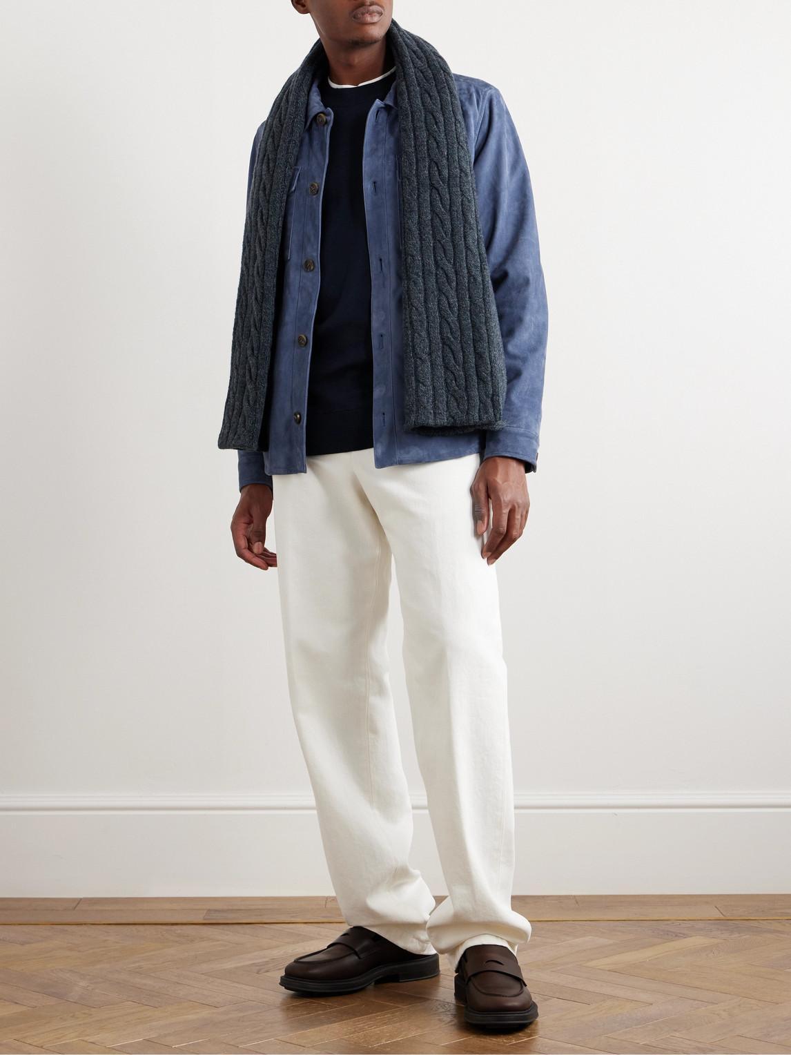 LORO PIANA Cashmere, Virgin Wool And Silk-blend Sweater In Blue Product Image