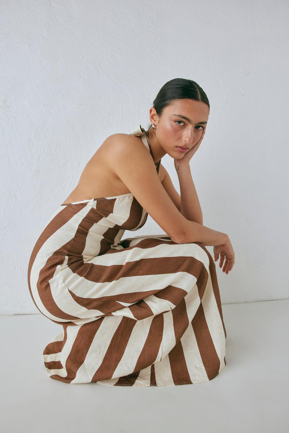 Polly Linen Maxi Dress Stripe Product Image