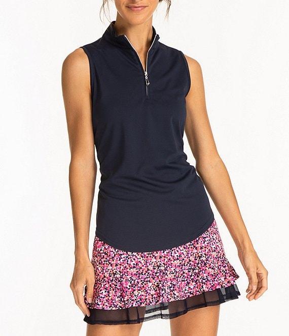 Sport Haley Mock Collar Quarter Zip Sleevesless Polo Shirt Product Image