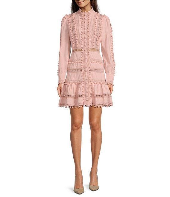 Layered With Love Carla Woven Mock Neck Long Sleeves Ruffle Tiered Hem Fit & Flare Mini Dress Product Image