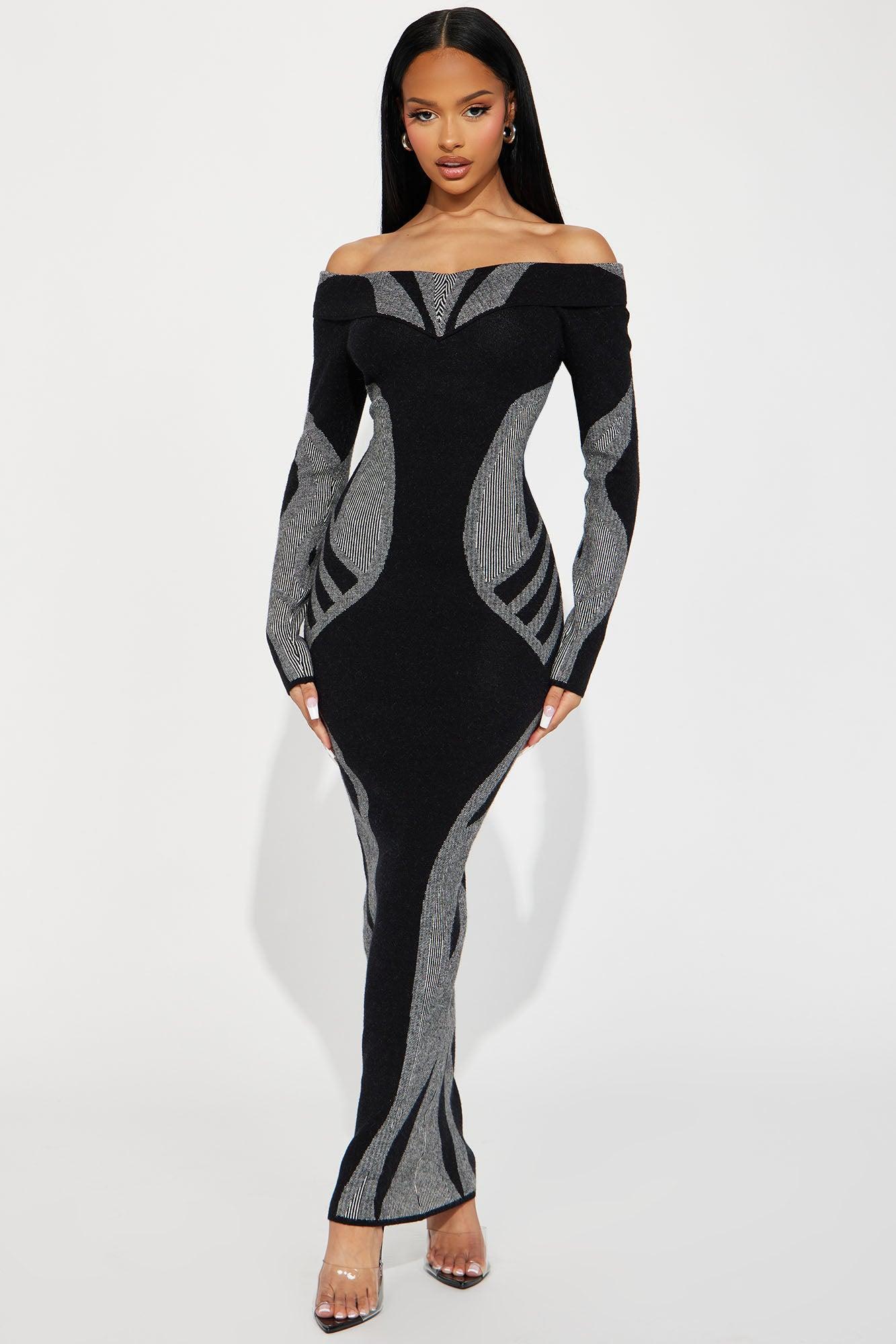 Ericka Sweater Maxi Dress - Black/combo Product Image