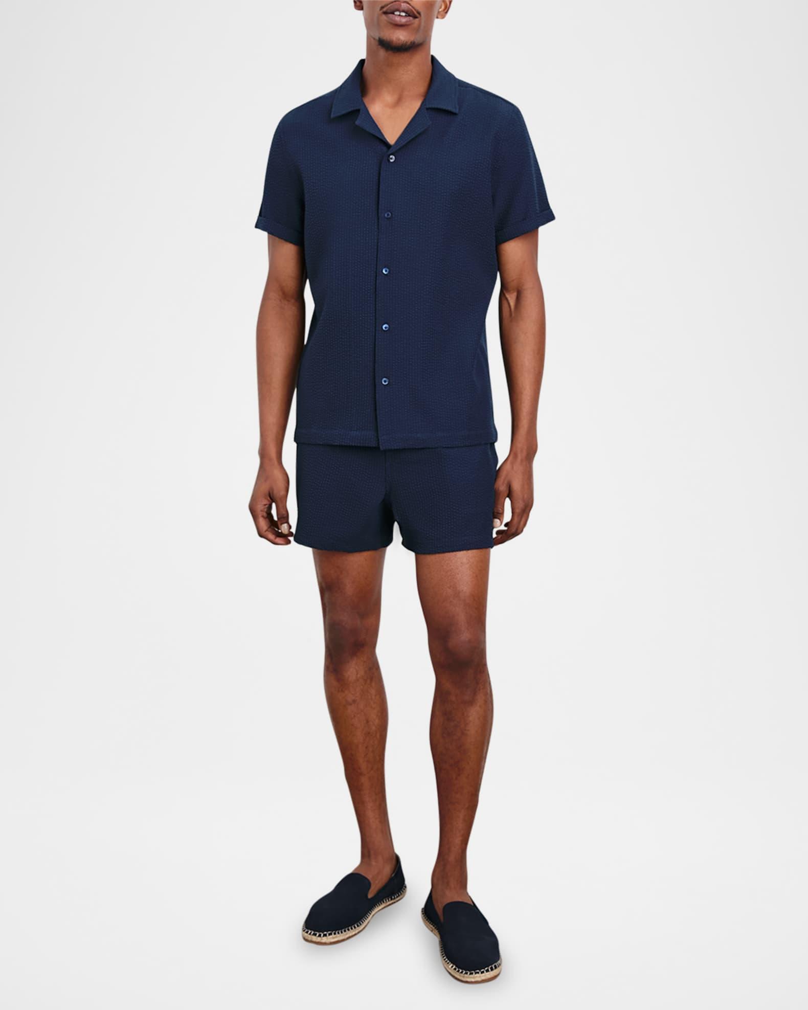 Mens Amalfi Textured Stripe Short-Sleeve Shirt Product Image