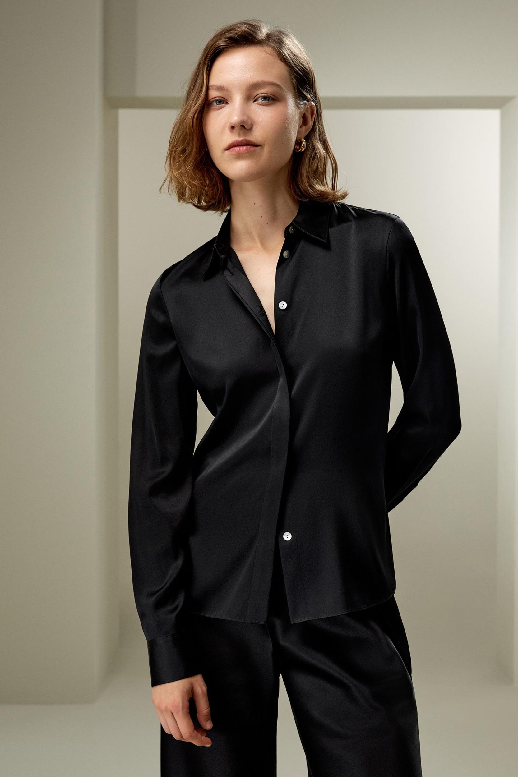 Elegant Silhouette Silk Shirt Product Image