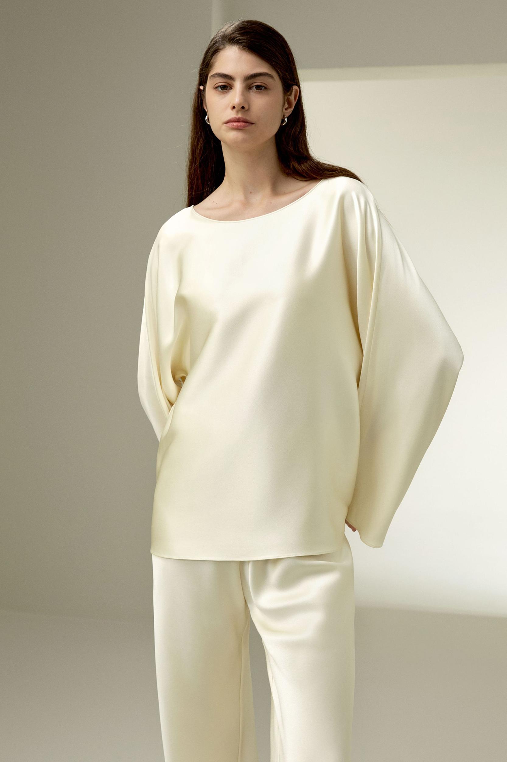 Silk Charmeuse Crewneck blouse Product Image