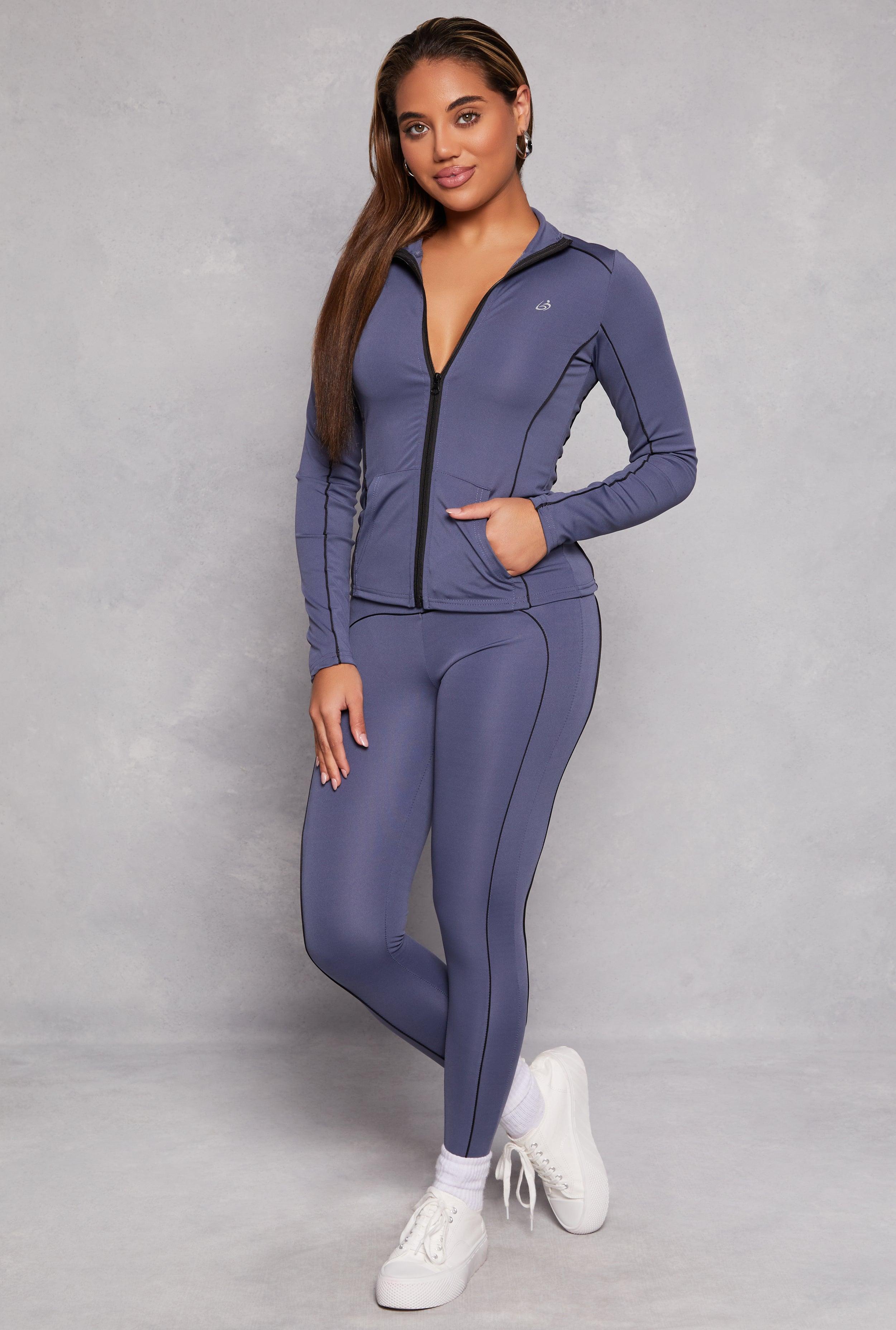 Womens Contrast Piping Wide Waist Active Leggings Product Image