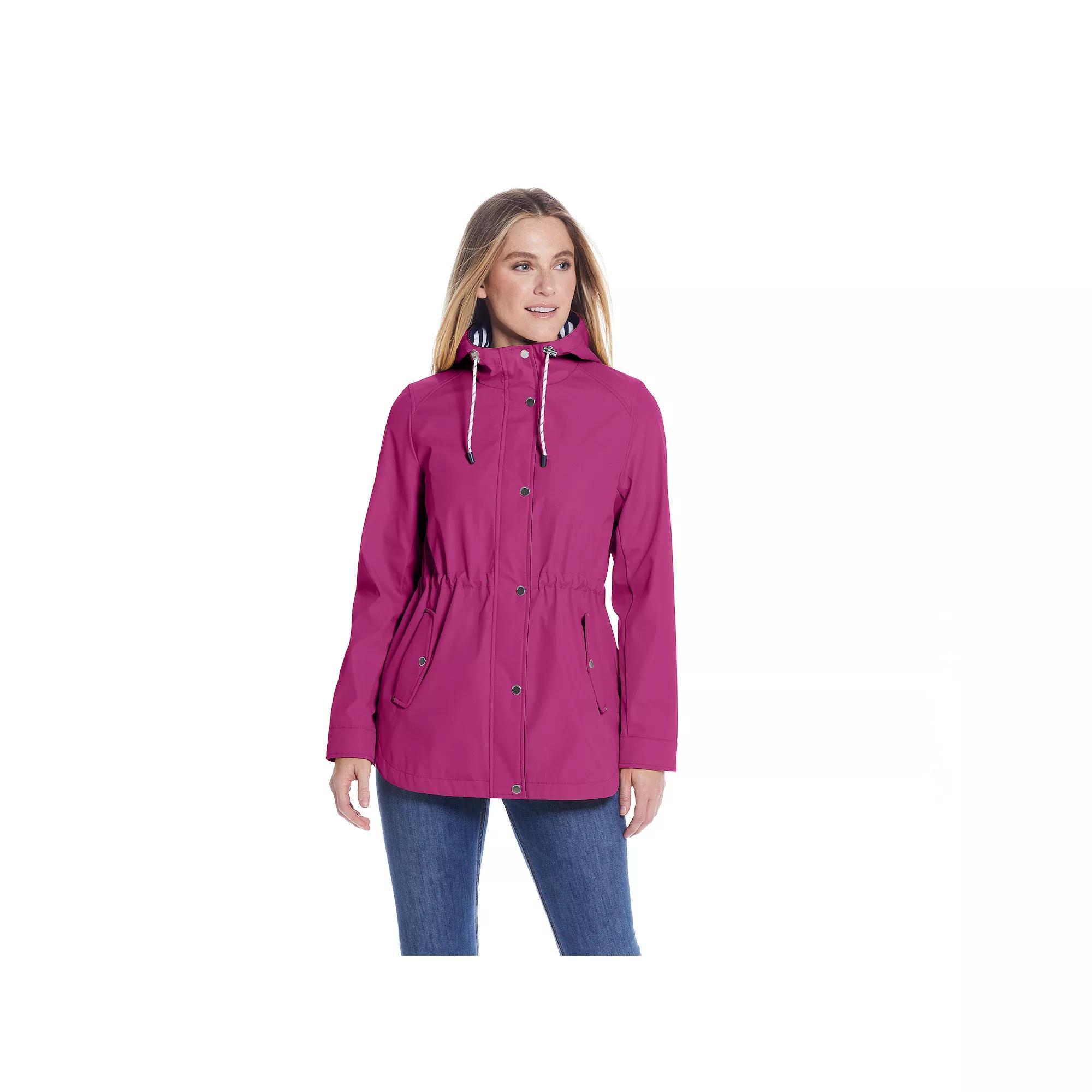 Women's Weathercast Hooded Nautical Anorak Jacket, Size: Medium, Pink Product Image