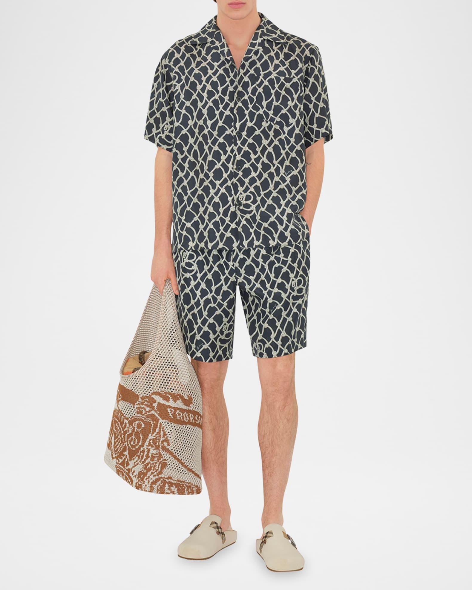Mens Knot Printed Silk Camp Shirt Product Image