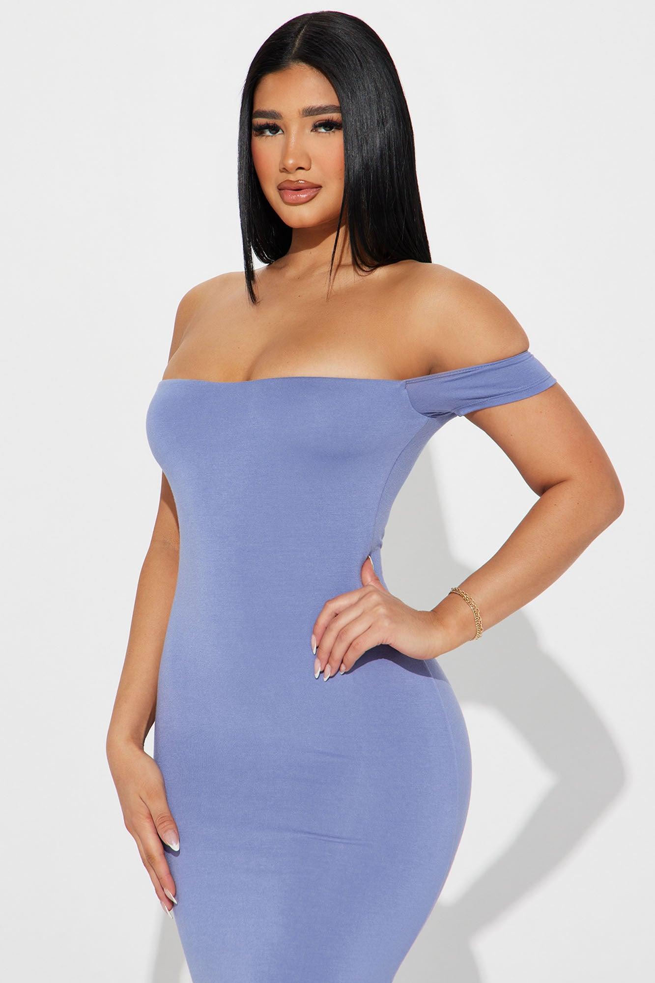 Mina Smooth Double Lined Maxi Dress - Dusty Blue Product Image