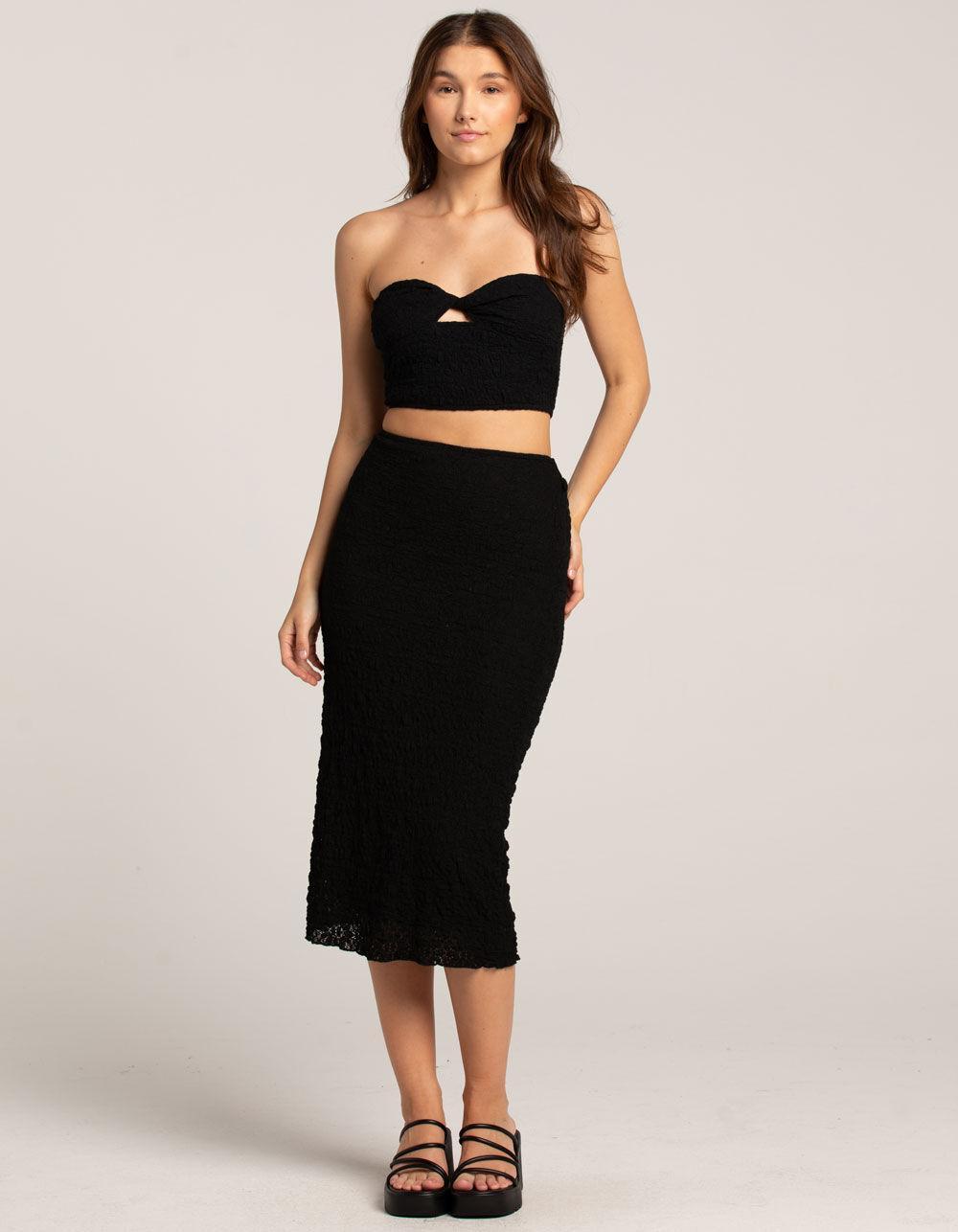 WEST OF MELROSE Textured Womens Tube Top - BLACK Product Image