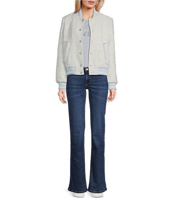Guess Gloria Long Sleeve Tweed Bomber Jacket Product Image