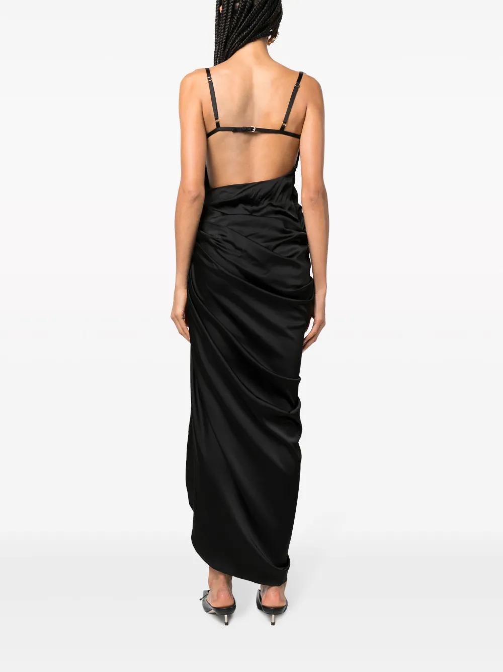 La Saudade floral-embroidered asymmetric dress Product Image