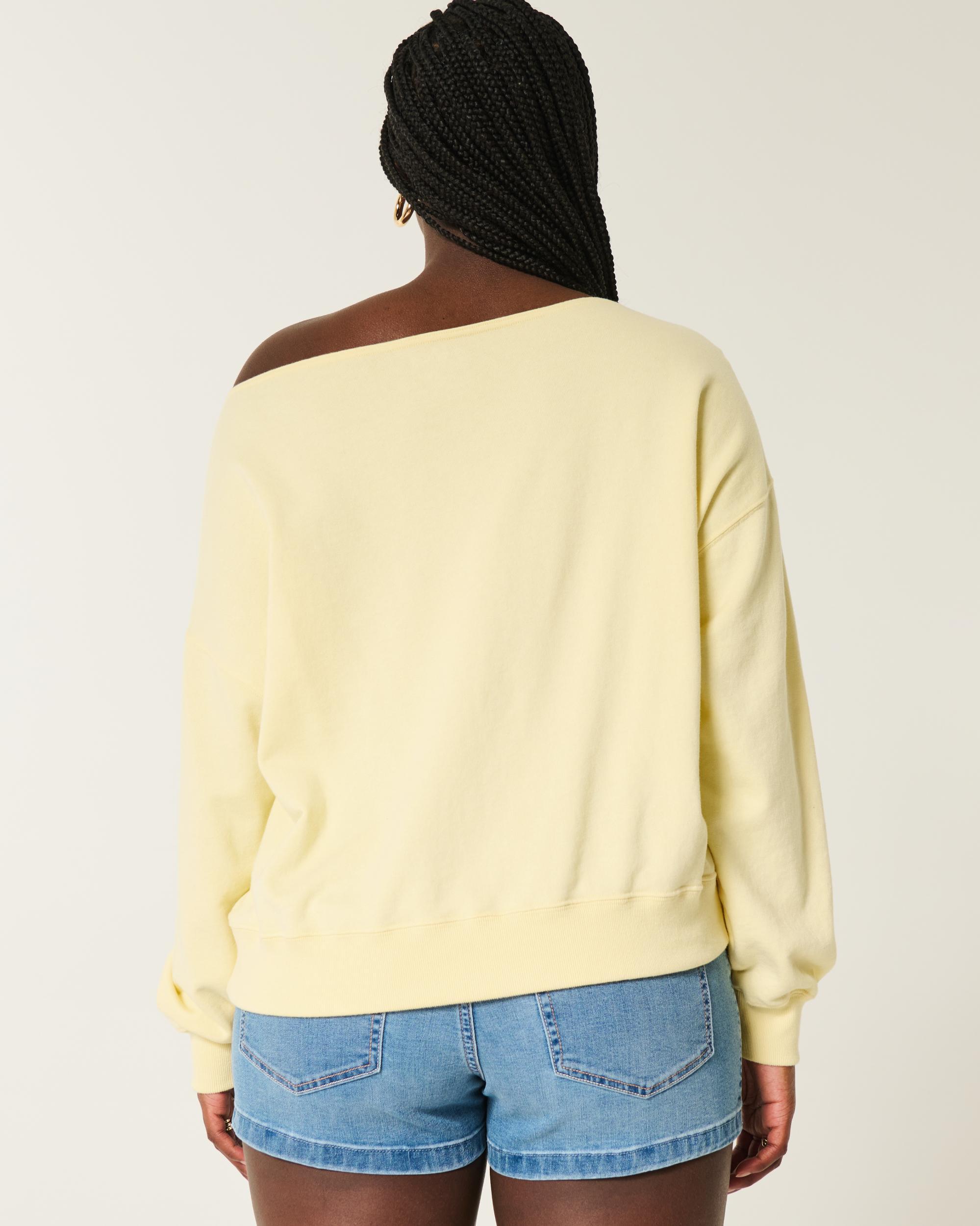Easy Off-the-Shoulder Boston Sports Graphic Sweatshirt Product Image