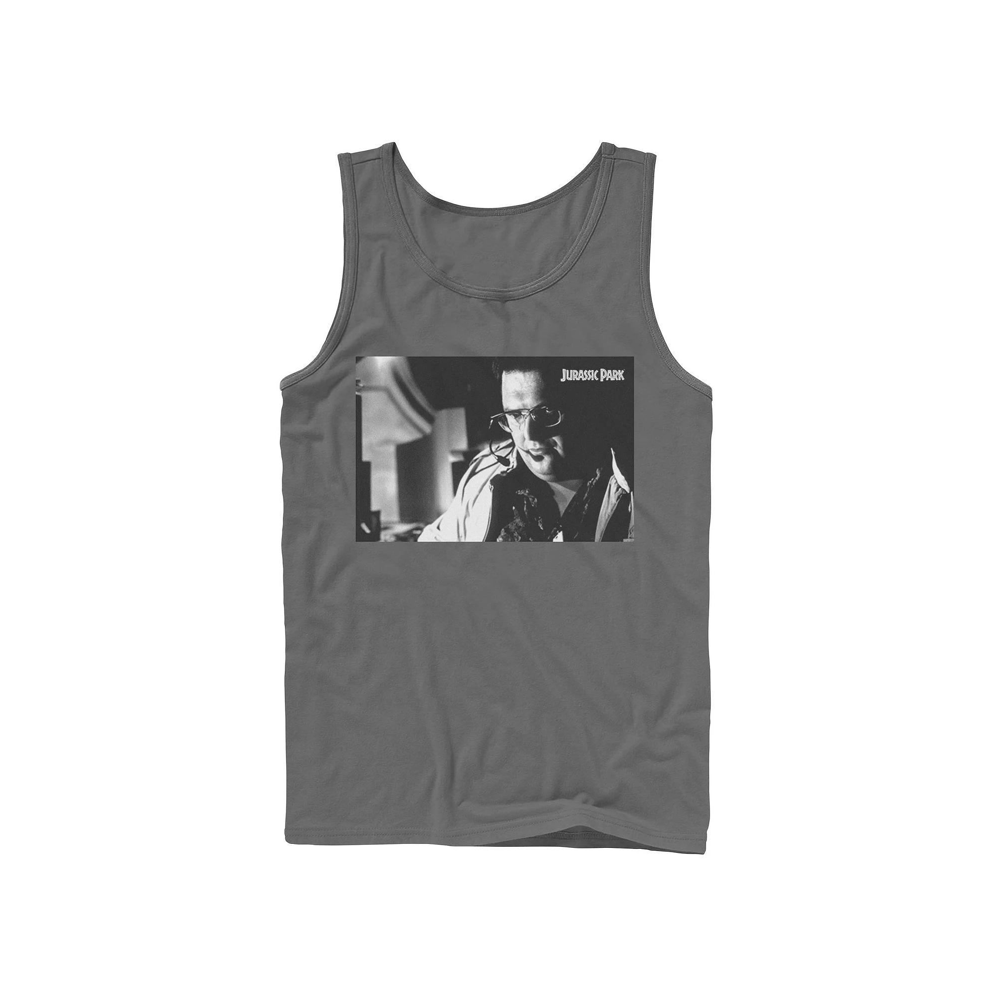 Men's Jurassic Park Dennis Nedry Computer Work Graphic Tank Top, Size: Small, Grey Product Image