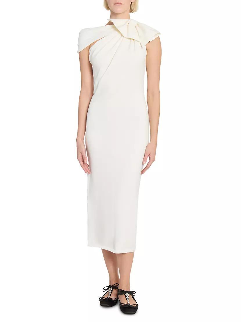 Asymmetric Bow Knit Midi-Dress Product Image