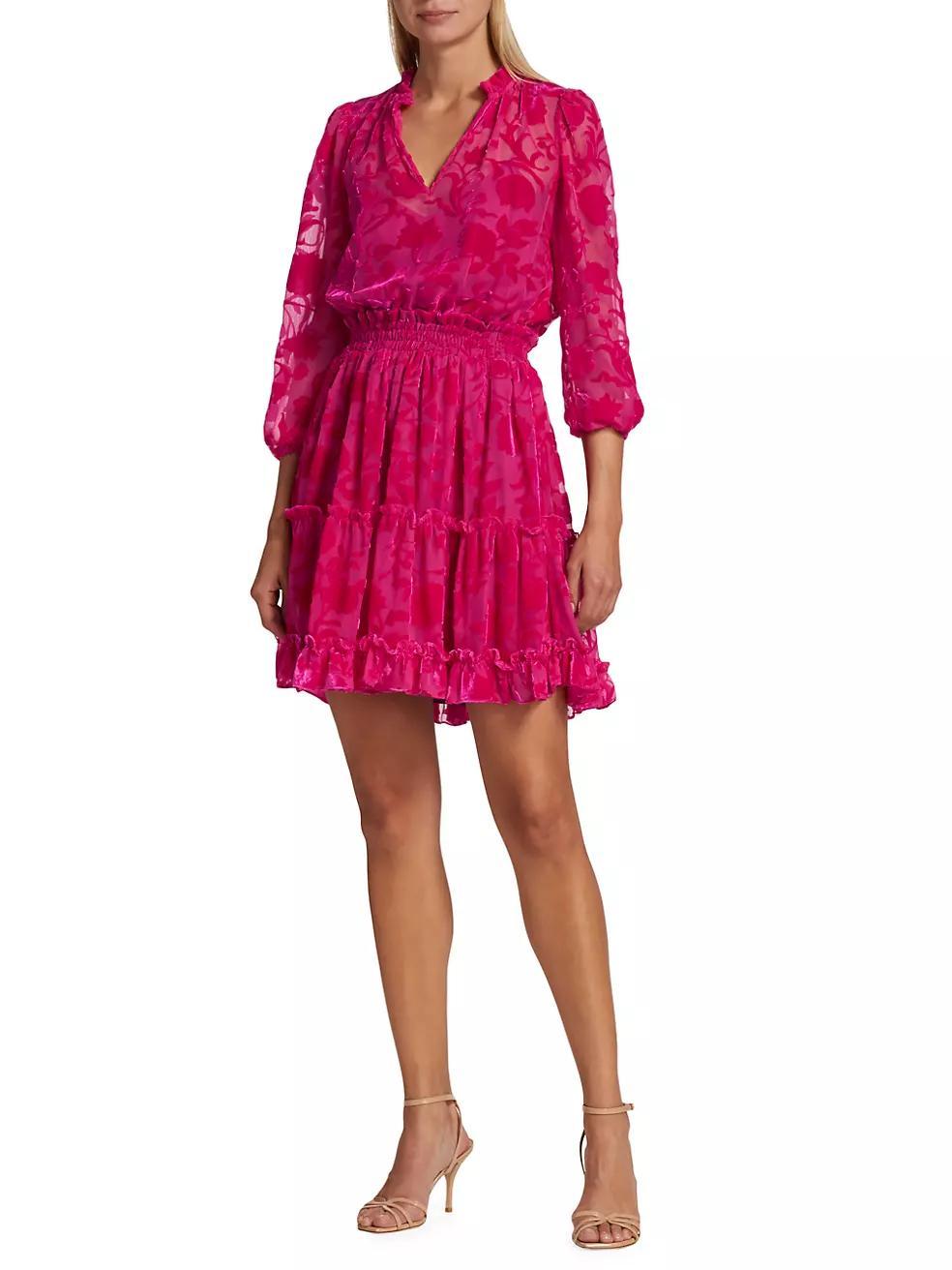 Arlene Smocked Velvet Minidress Product Image