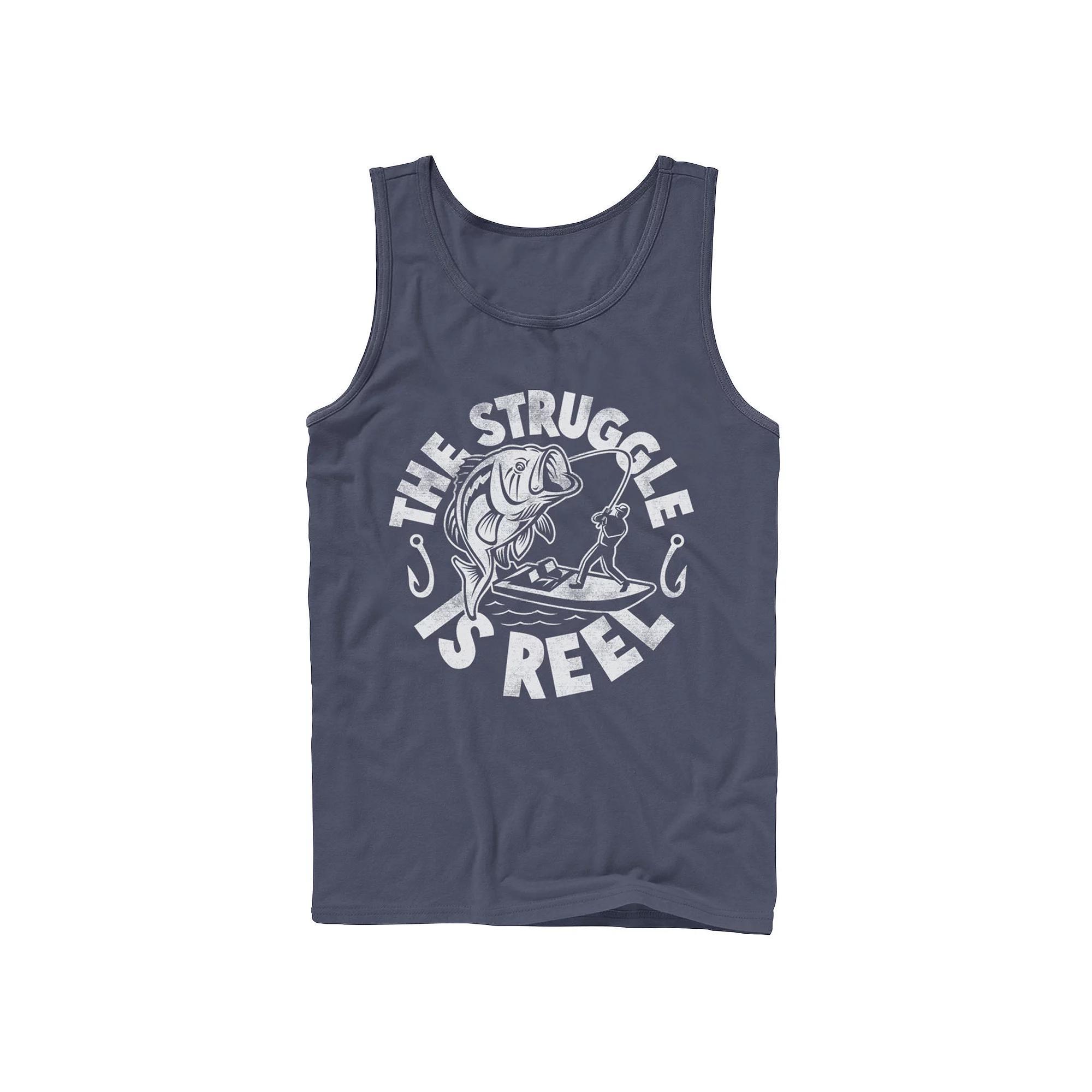 Men's Struggle Is Reel Text Tank Top, Size: Large, Black Product Image