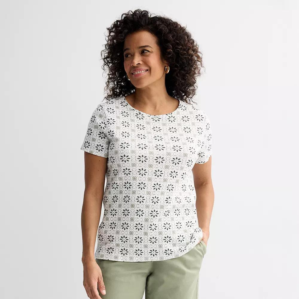 Women's Croft & Barrow® Essential Crewneck Tee, Size: Small, Beige Tile Block Product Image