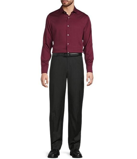 Murano Slim Fit Solid Sateen Long Sleeve Woven Shirt Product Image