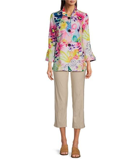 Ali Miles Abstract Wire Collar 3/4 Sleeve Button-Front Jacket Product Image