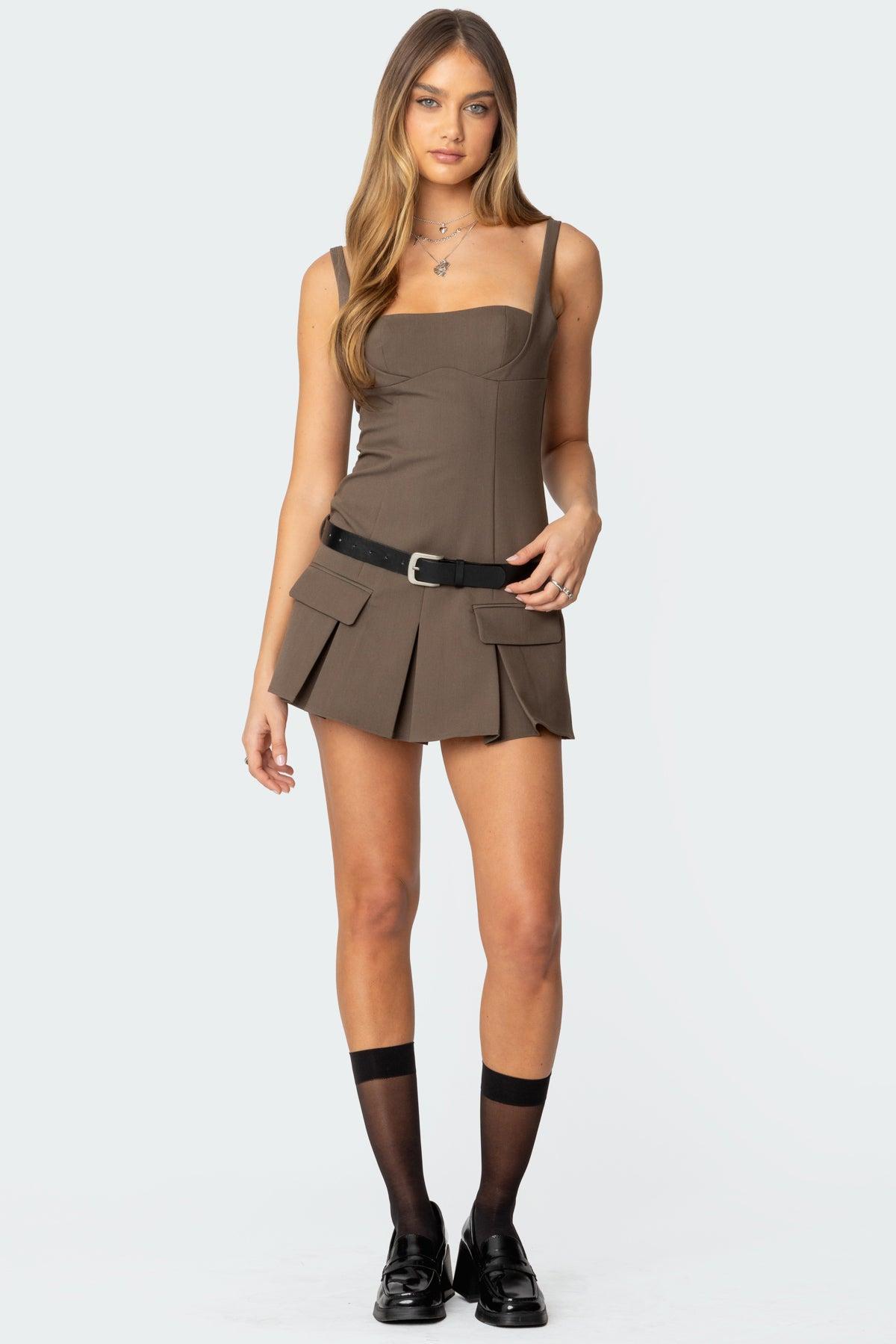 Callie Drop Waist Pleated Mini Dress Product Image