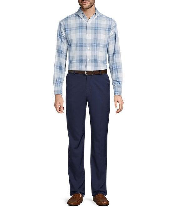 Roundtree & Yorke Performance The Traveler Long Sleeve Plaid Chambray Sport Shirt Product Image