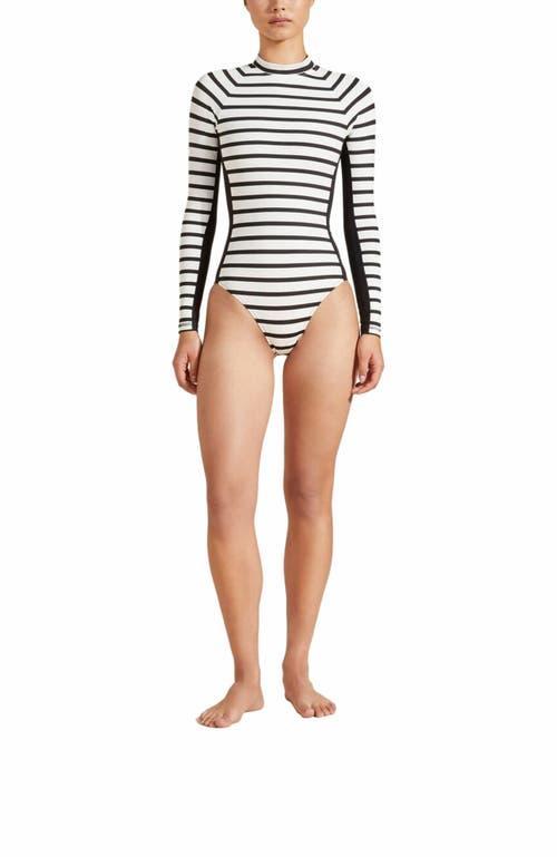 Striped Rashguard One-Piece Swimsuit Product Image