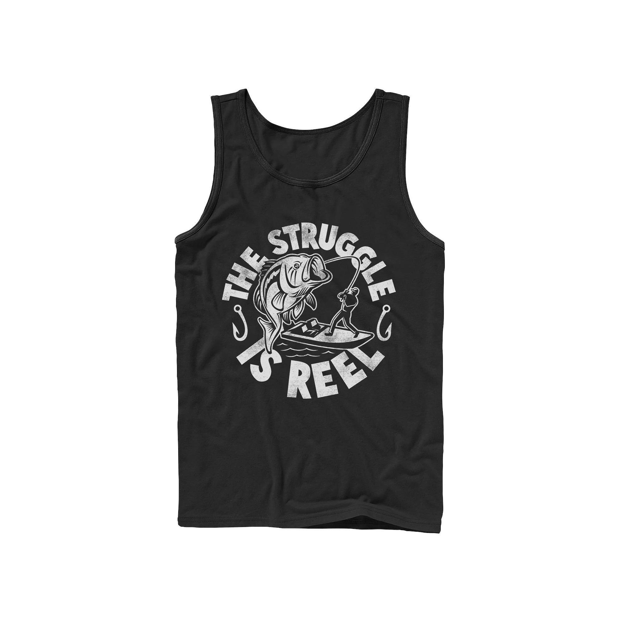 Men's Struggle Is Reel Text Tank Top, Size: Large, Black Product Image