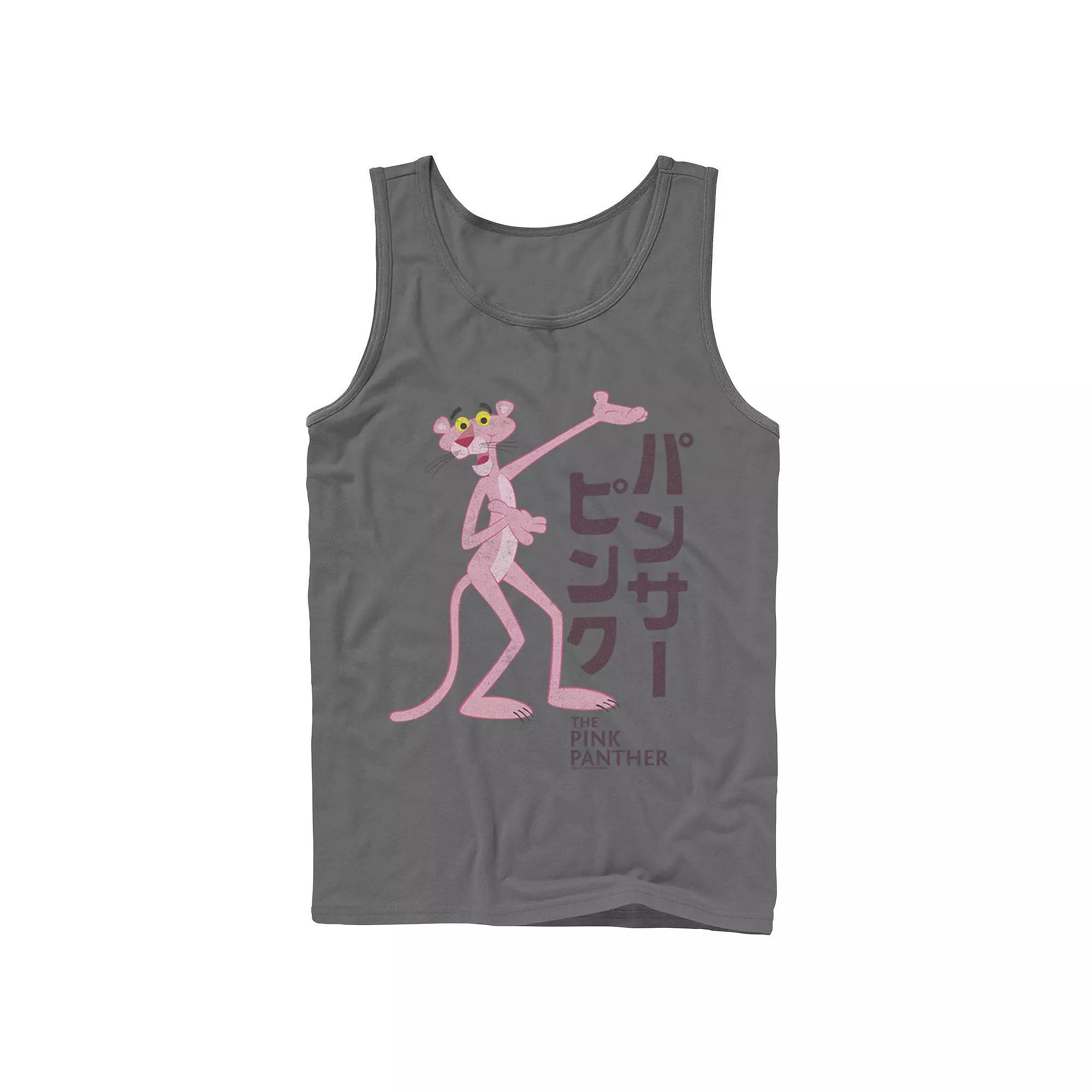 Men's Pink Panther Kanji Portrait Logo Tank Top, Size: XL, Black Product Image