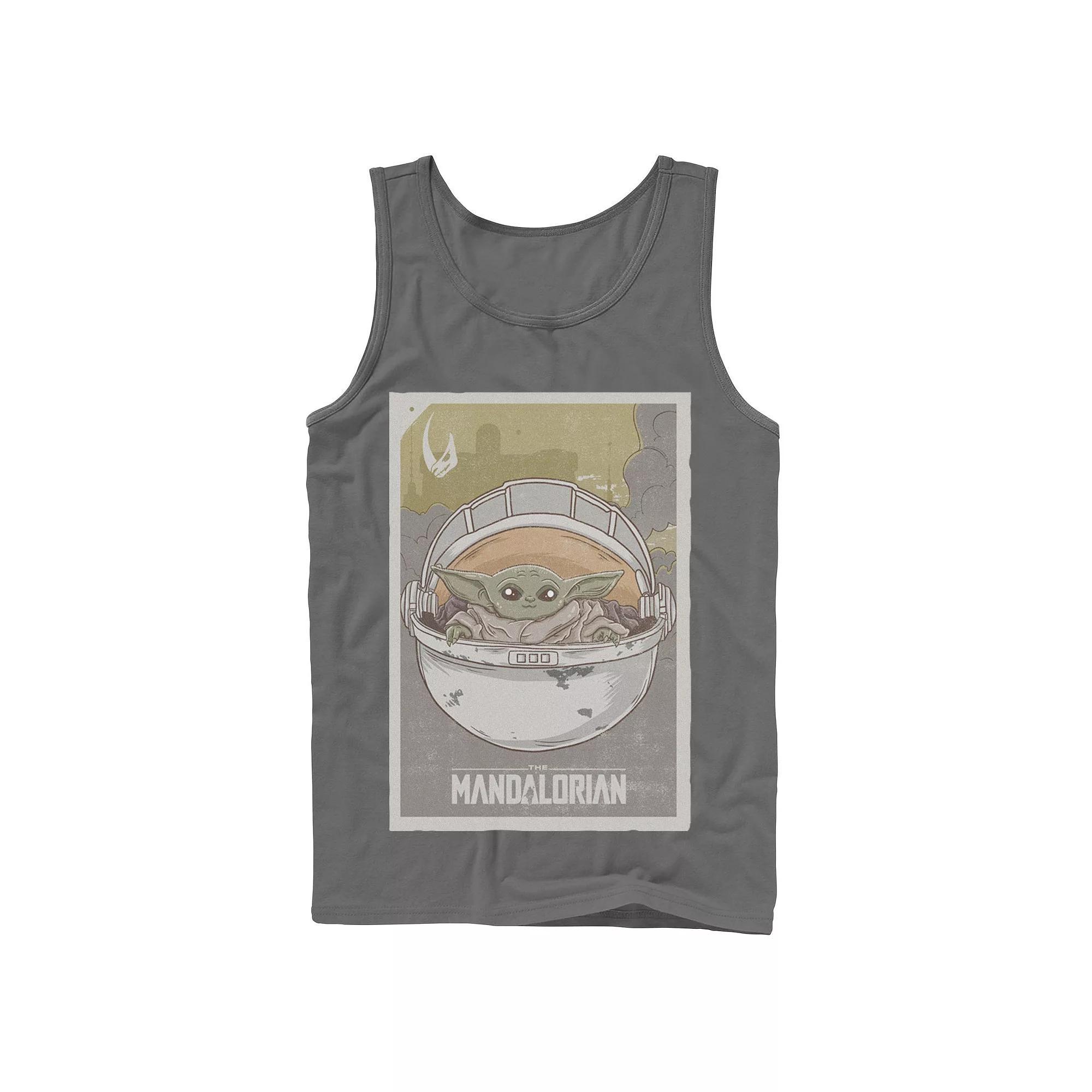 Men's Star Wars The Mandalorian The Child aka Baby Yoda Poster Tank Top, Size: Small, Grey Product Image