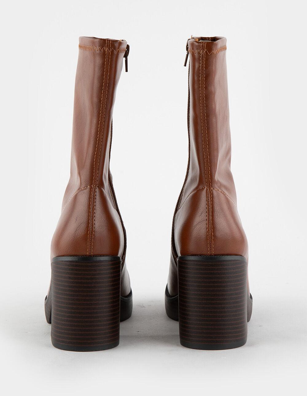 SODA Stretch Faux Leather Womens Boots - COGNAC Product Image
