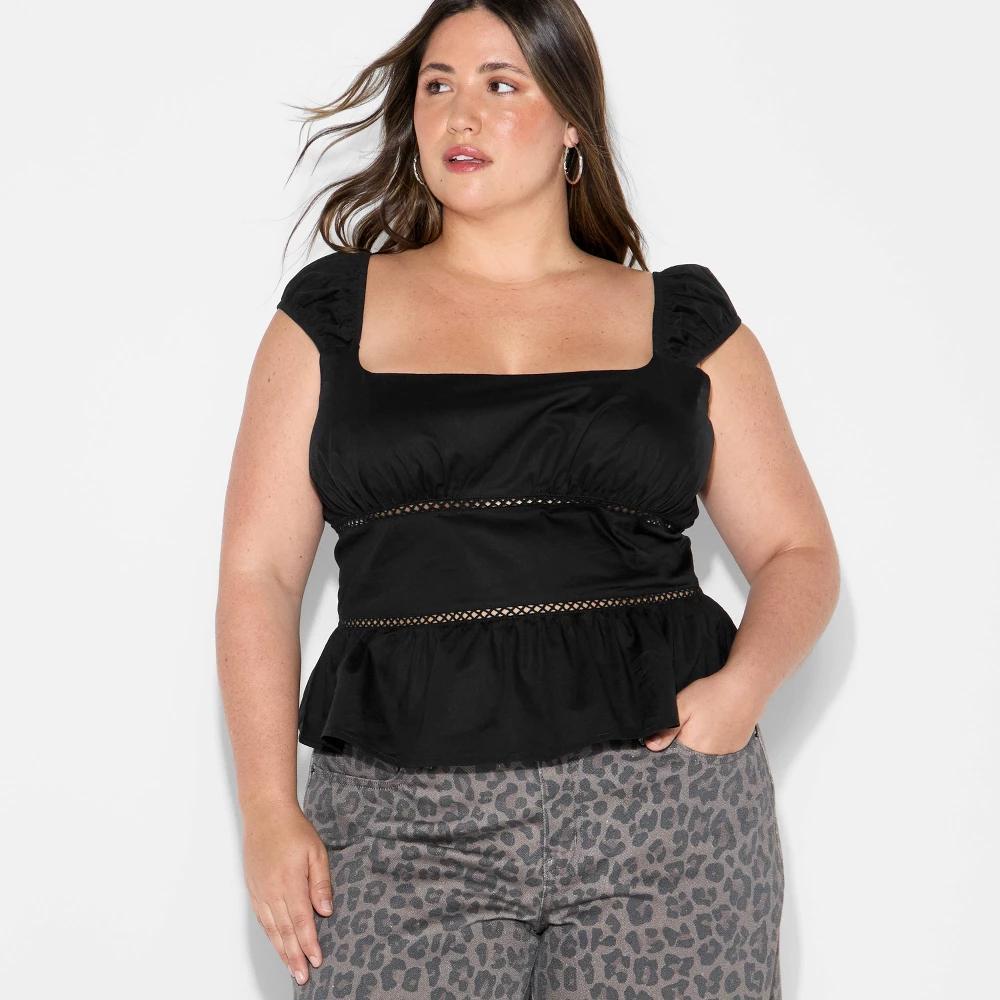 Women's Cap Sleeve Squareneck Peplum Top - WIld Fable™ Product Image