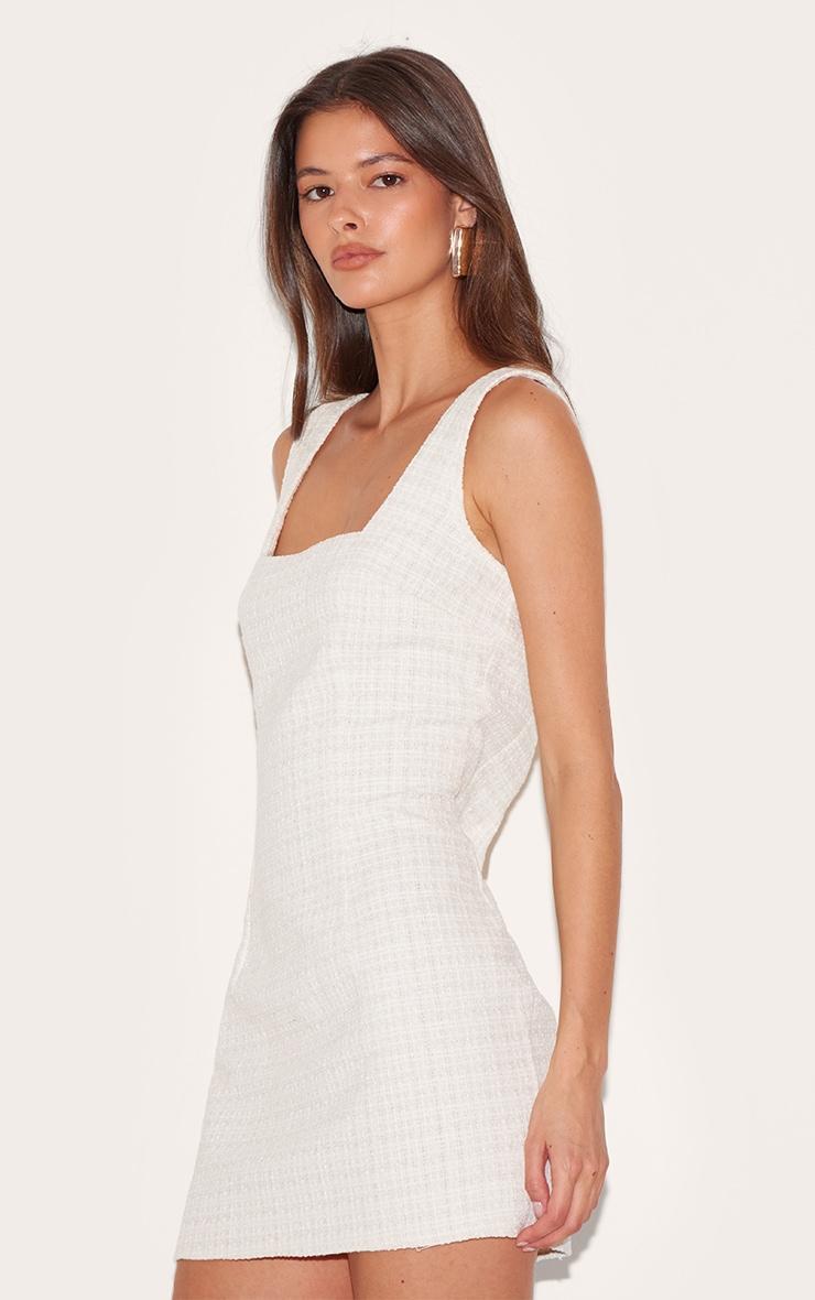 Almond Boucle Square Neck Mini Dress Product Image